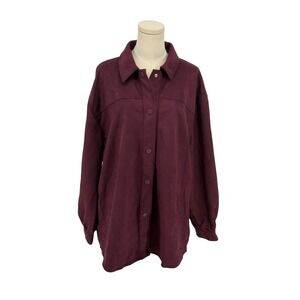 LAUNDRY BY SHELLI SEGAL Burgundy Suede Shirt Jacket Womens Size L Oversized